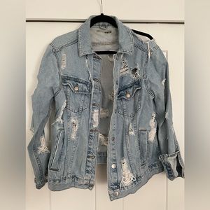 Topshop distressed Moto Jean Jacket